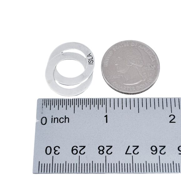 Vintage Sterling Silver 925 Double Linked Name Rings "Isla" "Lachlan" Pendant - Picture 5 of 6